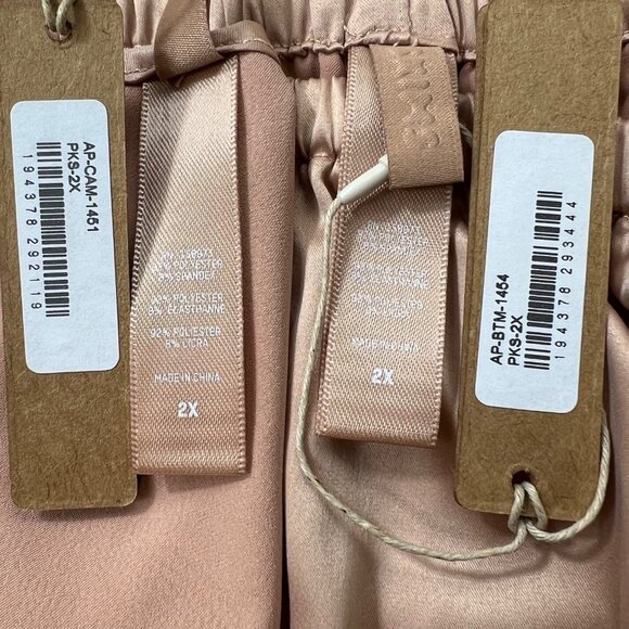 SKIMS Woven Shine Cami + Lounge Pants Set Pink Sand Womens 2X - Picture 12 of 14